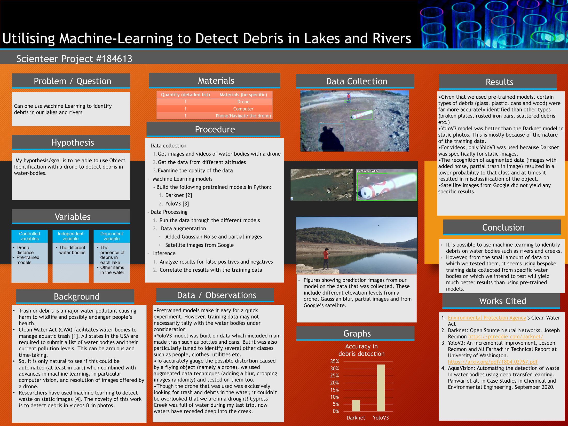 Utilising Machine Learning to Detect Debris in Lakes and Rivers — poster board
